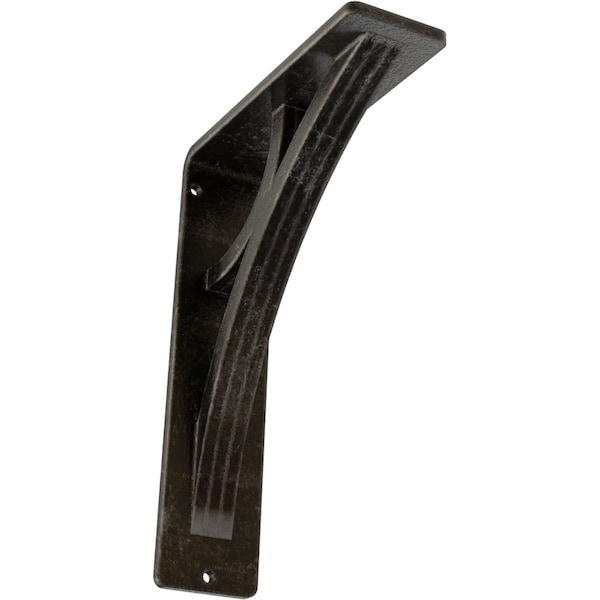 Ekena Millwork Galveston Wrought Iron Bracket, (Triple center brace), Antiqued Warm Silver 2"W x 5 1/2"D x 8"H BKTM02X05X08TGLAWS - main